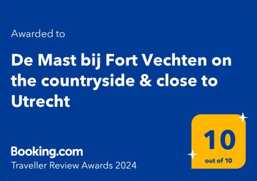 a yellow box with the text bemt bf forvented on the countryside at De Mast bij Fort Vechten on the countryside & close to Utrecht in Bunnik