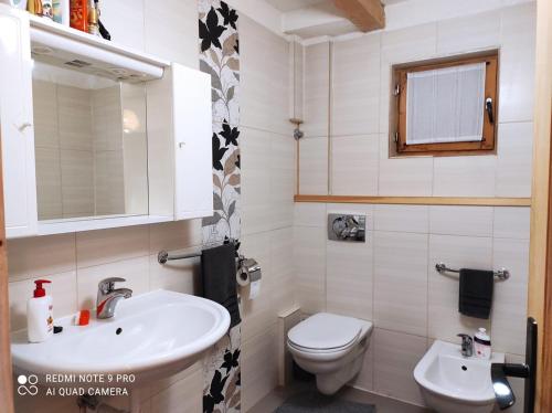 łazienka z umywalką i toaletą w obiekcie Holiday Home Chalet Baita w mieście Trnovo
