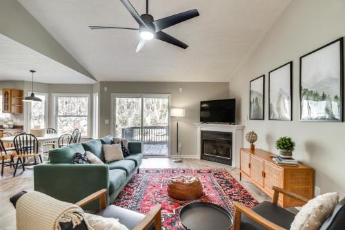 a living room with a couch and a ceiling fan at McGaheysville Vacation Rental, 1 Mi to Skiing! in McGaheysville