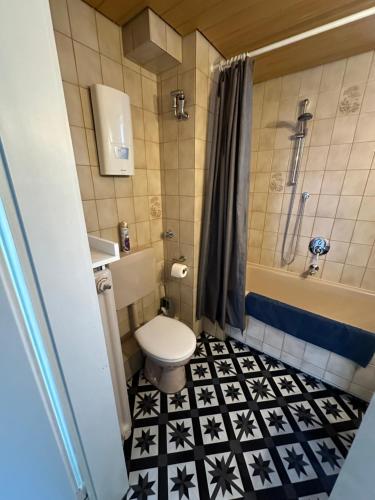 デュッセルドルフにあるFairpartement Düsseldorfのバスルーム(トイレ、シャワー、バスタブ付)