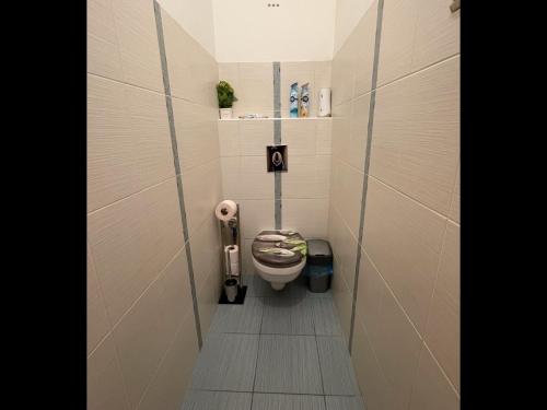 un piccolo bagno con servizi igienici in una cabina di Casa Blanca a Nyíregyháza