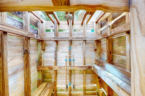 an inside view of a wooden room with a ceiling at A Love of Leisure in Panama City