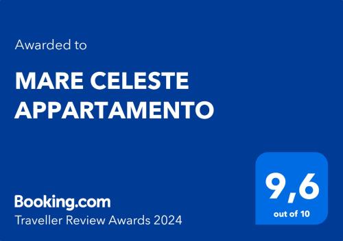 un rectángulo azul con las palabras "apartamento celestino" en MARE CELESTE APPARTAMENTO, en Sciacca