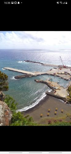 an aerial view of a beach and the ocean at Casa vicente in Santa Cruz das Flores