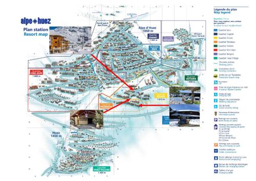 a map of a resort with a red arrow at Stunning apartment with breathtaking view! in LʼHuez