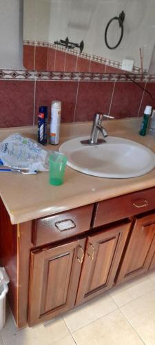 W łazience znajduje się umywalka i umywalka. w obiekcie Villa Isabel, villa entera, piscina, cerca embajada USA w mieście Santo Domingo