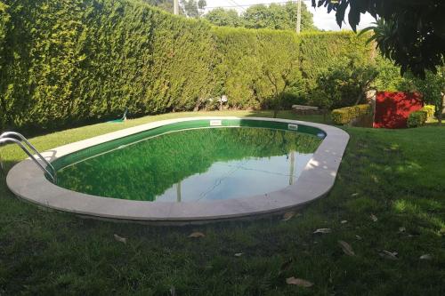 a pool of water in the grass in a yard at Casa de Marlães in Lousada