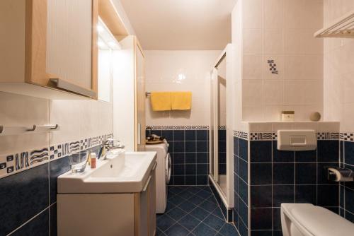 a bathroom with a sink and a toilet at Apartments Moravske Toplice in Moravske-Toplice