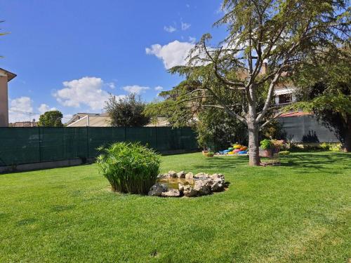 a yard with a rock garden in the grass at Itaca in Lido di Fermo