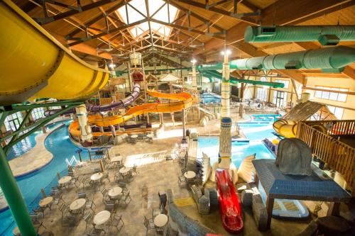 an overhead view of a water park with a water slide at Great Wolf Lodge Sandusky in Sandusky