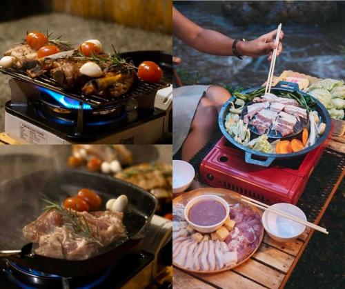 kolaż zdjęć żywności na grillu w obiekcie Morning October w mieście Ban Kai Noi