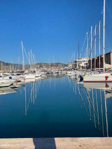 Un gruppo di barche sono ormeggiate in un porto turistico. di La casa di Carlotta a Loano