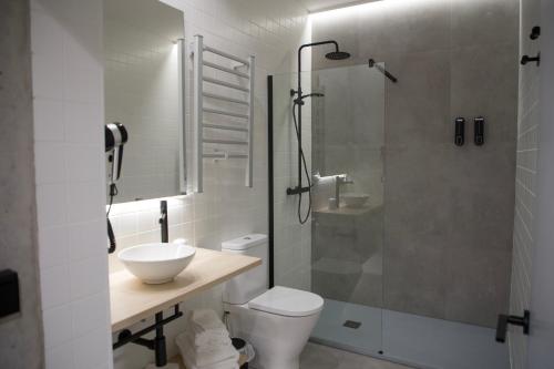 a bathroom with a shower and a toilet and a sink at Ponteloft - Recuncho in Pontevedra