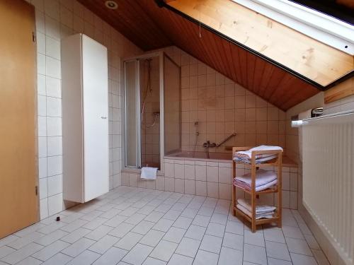阿恩多夫的住宿－Ferienhaus Herzog，带淋浴和浴缸的浴室