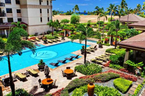 an aerial view of a resort with a swimming pool at Ko Olina Beach Villas B403 in Kapolei
