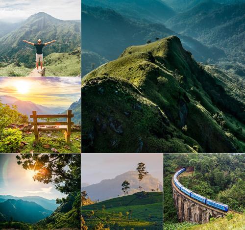 a collage of pictures with a train on a mountain at Hill Cool Hotel & Restaurant in Hatton