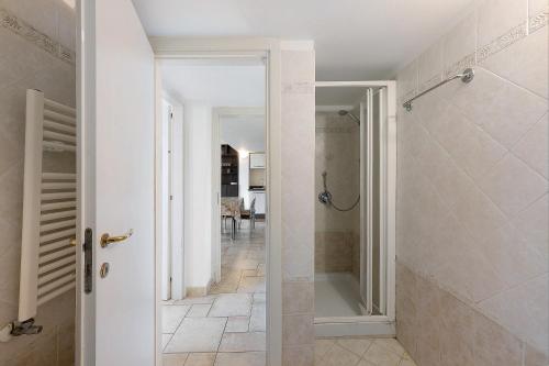 a bathroom with a shower and a walk in shower at Casa Max in Levanto