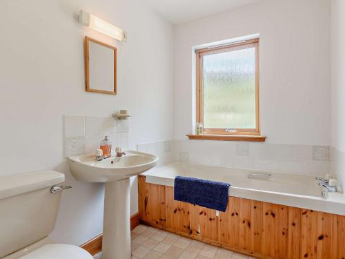 勒岡的住宿－3 Bed in The Cairngorms IN515，一间带水槽、浴缸和卫生间的浴室