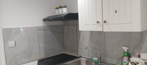 a kitchen with a sink and a counter top at The Woodlands apartments 1 in London