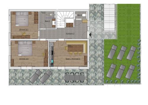 a floor plan of a house with at Appartements Kuckuck Leogang in Leogang