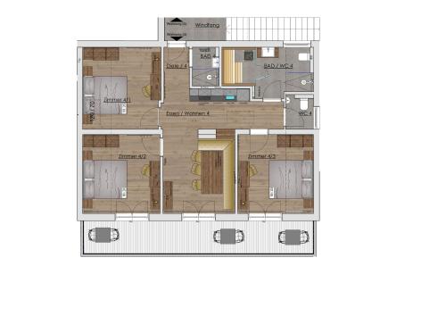 a floor plan of a house at Appartements Kuckuck Leogang in Leogang