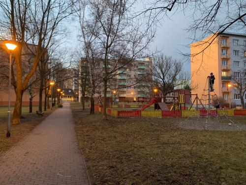a park with a playground at Přízemí v parku. (Apartment no.8) in Znojmo