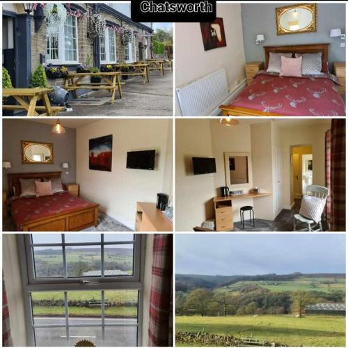 a collage of four pictures of a bedroom and a room at The Shady Oak B&B in Highpeak Junction