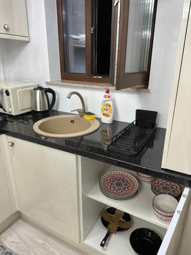 Kuchyň nebo kuchyňský kout v ubytování Apartament Simoni