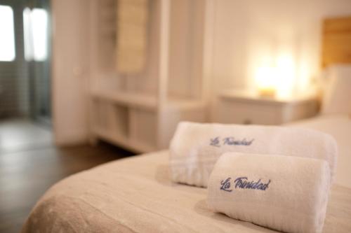 a hotel room with two towels on a bed at Apartamento Deluxe El balcón de la Trinidad Córdoba in Córdoba