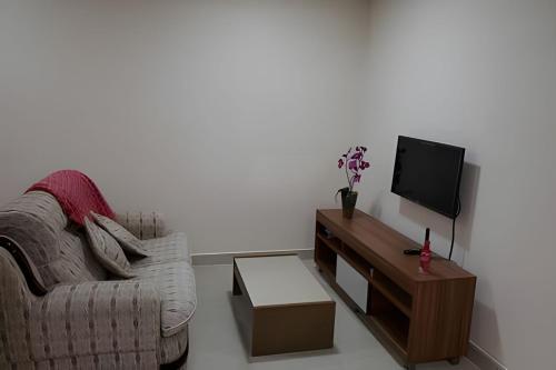 Televisyen dan/atau pusat hiburan di Loft no térreo, prédio novo, a 5 min da UFJF
