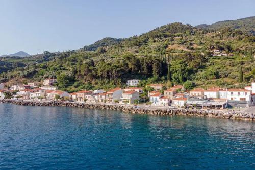 a town on the shore of a body of water at Aelia Summer House in Samos