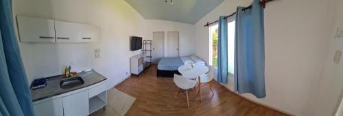 een kamer met een keuken en een woonkamer bij Apartamento 2 casa D'Furia in Colonia del Sacramento