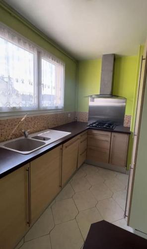 a small kitchen with a sink and a stove at Appartement JO 2024 Paris Disney in Villeparisis