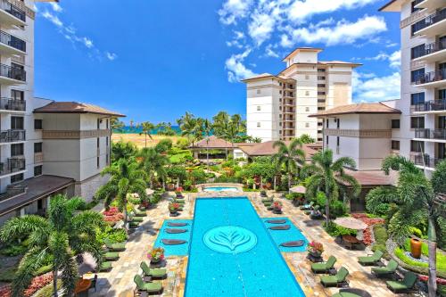 an aerial view of the pool at the resort at Ko Olina Beach Villas B506 in Kapolei
