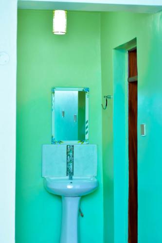 a bathroom with a sink and a mirror at Balozi Luxury Homes in Nanyuki