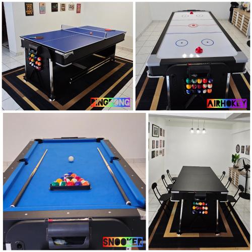Homestay MAHLIGAI VIEW near Masjid Shah Alam, UITM Shah Alam, I-City, stadium shah alam, SACC, PKNS, IDCC, MSU, 17 min kuala lumpur & klang, max 10 people, free food, snooker, pingpong, indoor games, swimming pool, fast wifiにあるゲームルーム