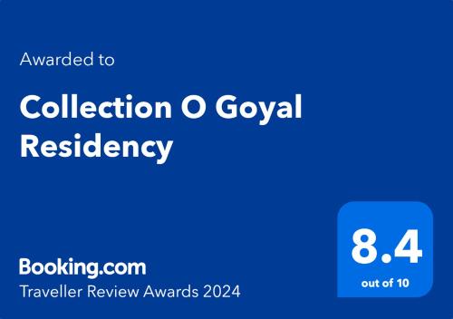 a blue rectangle with the words collection o gospel reliability at Collection O Goyal Residency in Bangalore