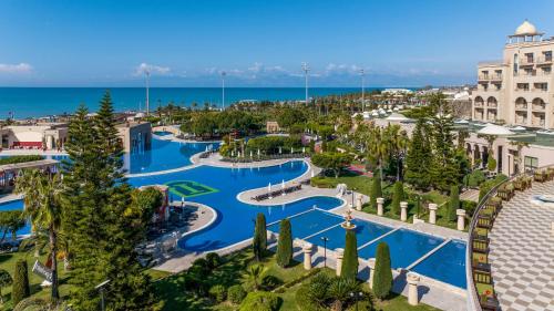 an aerial view of a resort with a water park at Spice Hotel & Spa in Belek
