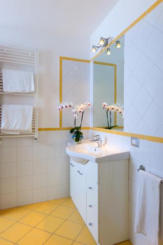 a bathroom with a sink and a mirror at Bed And Breakfast Sunflower in Vico Equense