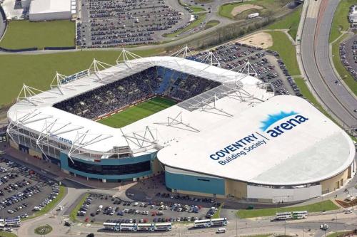 an aerial view of a soccer stadium at Impeccable 2-Bed House in Coventry in Coventry