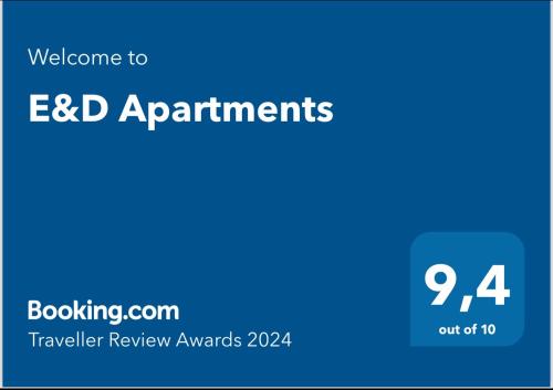 Certificado, premio, señal o documento que está expuesto en E&D Apartments