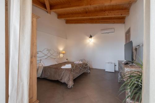a bedroom with a bed and a tv in a room at Dimoras Dimore Esclusive in Olbia