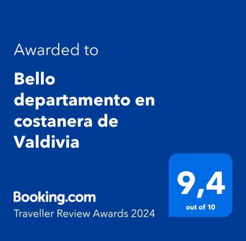 a screenshot of a cell phone with the text awarded to belifa deprecatory at Bello departamento en costanera de Valdivia in Valdivia