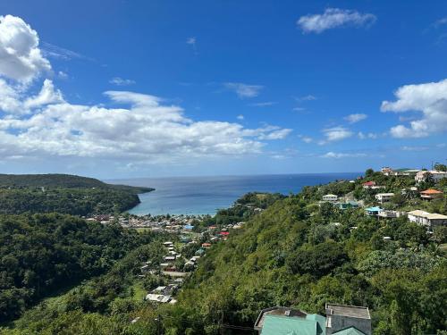 a town on a hill next to the ocean at Belle La Maye Bed and Breakfast Villa in Anse La Raye