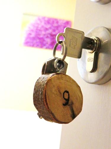 a lock on a door with the on it at Land-gut-Hotel Waldesruh in Altenmedingen