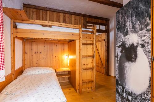 a bedroom with a bunk bed in a cabin at Biobauernhof Lacken in Strohmarkt