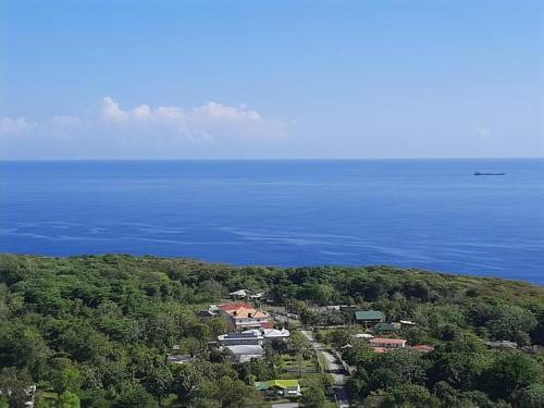 eine Luftansicht eines Resorts inmitten des Ozeans in der Unterkunft Backra`s Villa in Port Antonio