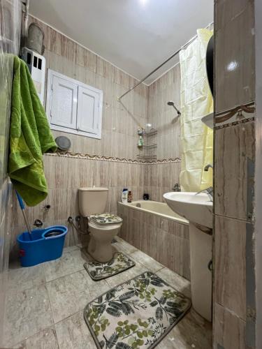 a bathroom with a toilet and a sink and a tub at 14 Min from cairo airport in Cairo