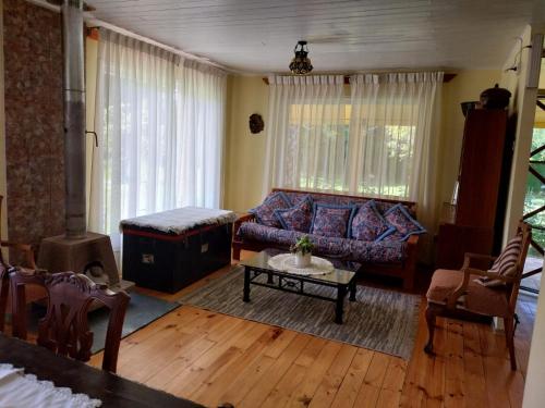 a living room with a couch and a table at Paine - Hermosa Parcela de Agrado in Santiago