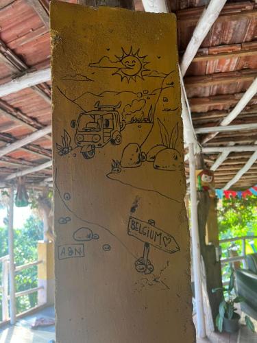 a drawing on the side of a skateboard at Awesome Place in Ella
